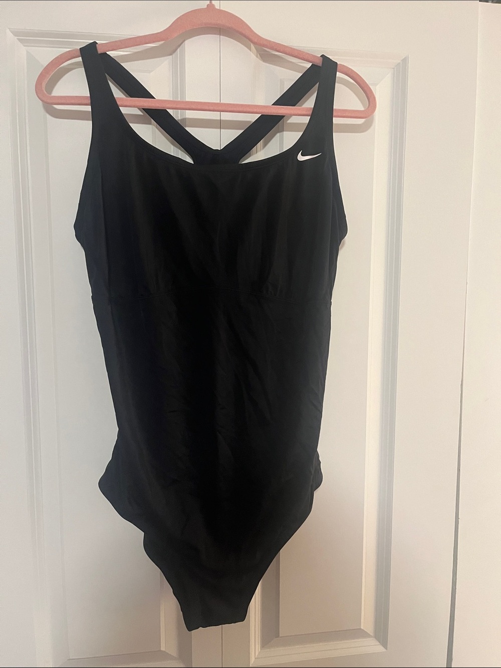 Nike Black One-Piece Swimsuit with White Swoosh